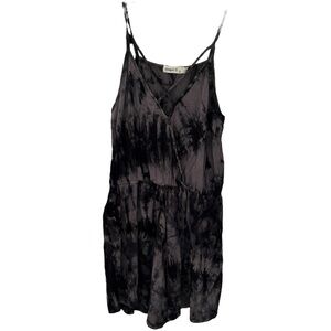 Ginger G Women’s Sleeveless Black & Gray Tie-Dye Romper Sz L‎